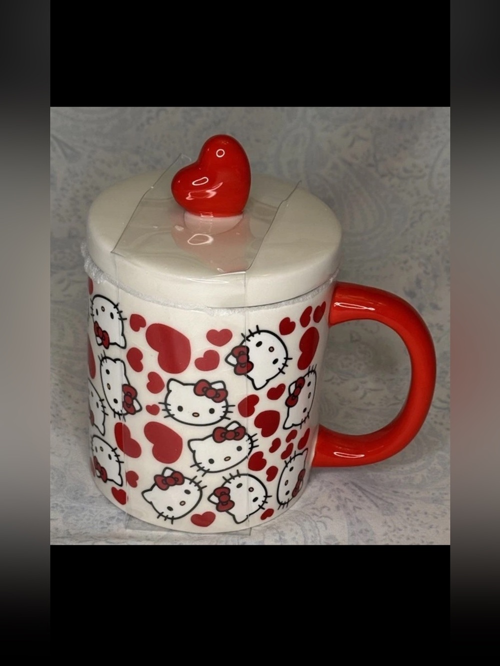 Hello Kitty White & Red Ceramic Mug with Heart Lid